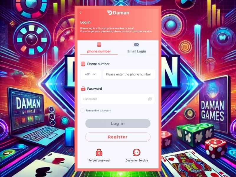 How to log in at Daman games app